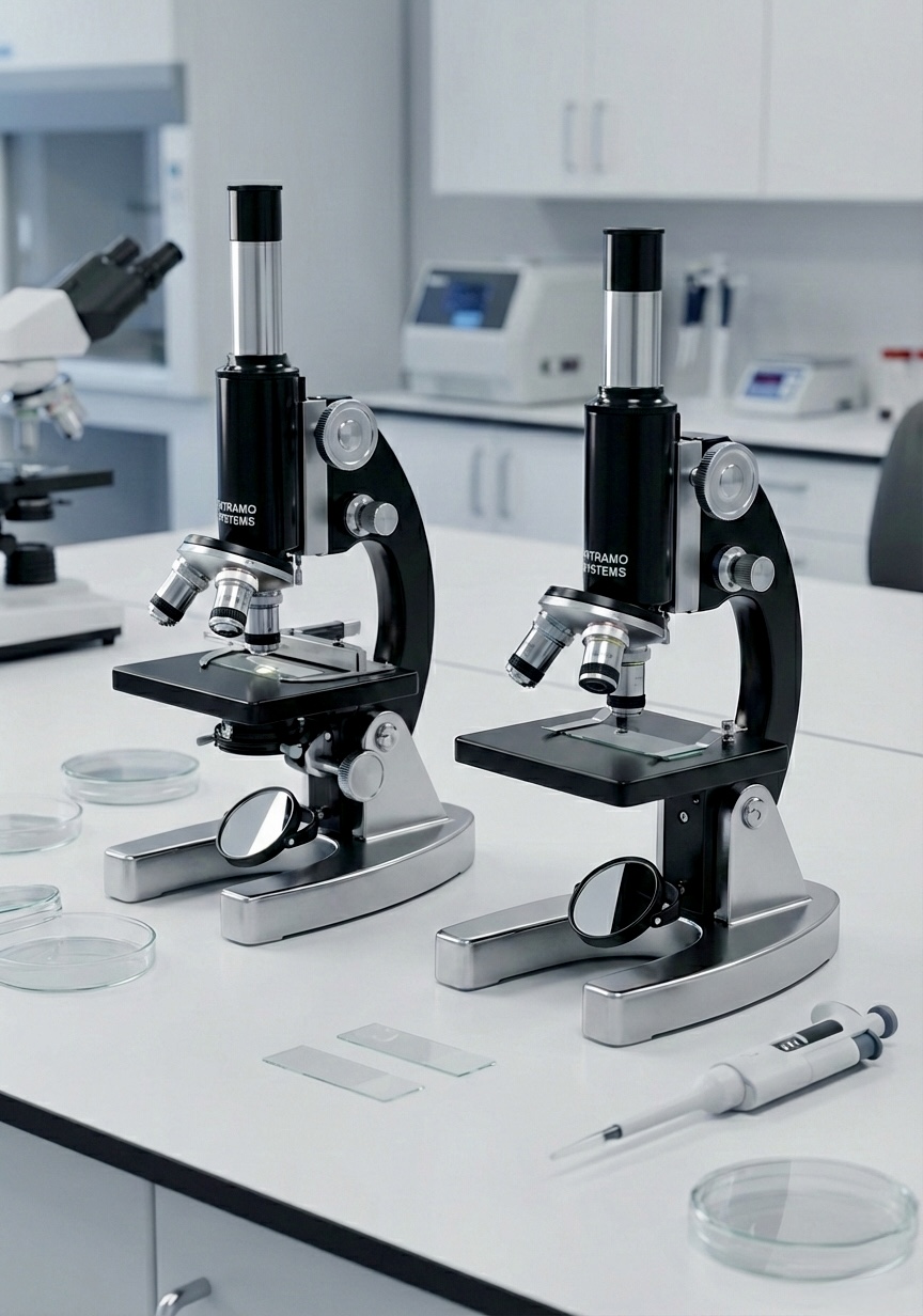 Microscope series in a clean laboratory environment.